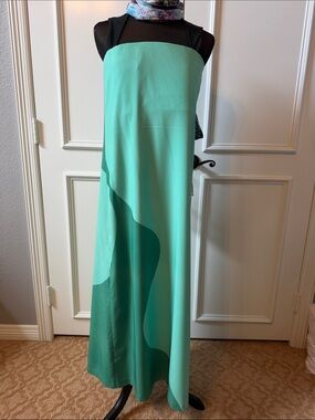 Tuckernuck Sleeveless Teal Maxi Dress with Sculpted Wave Detail